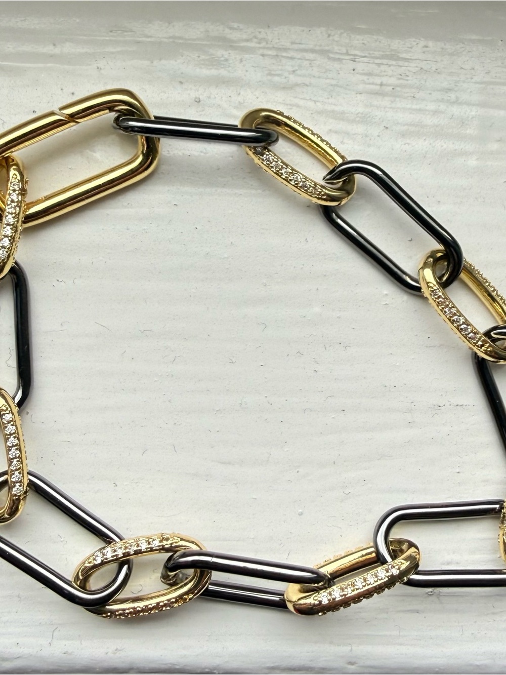 Adina Eden Gold and Black Crystal Link Bracelet